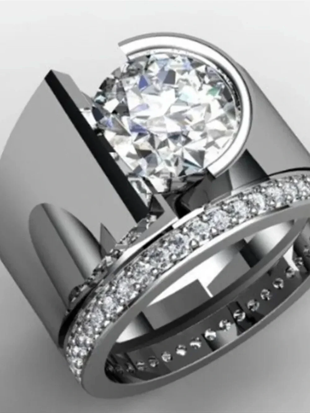 2.00 Carat Men's Wedding Ring 14K White Gold Plated Round Lab-Created Diamond 10